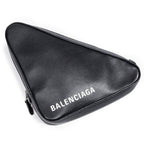 Pouch Triangle Pouch Black Grained Leather