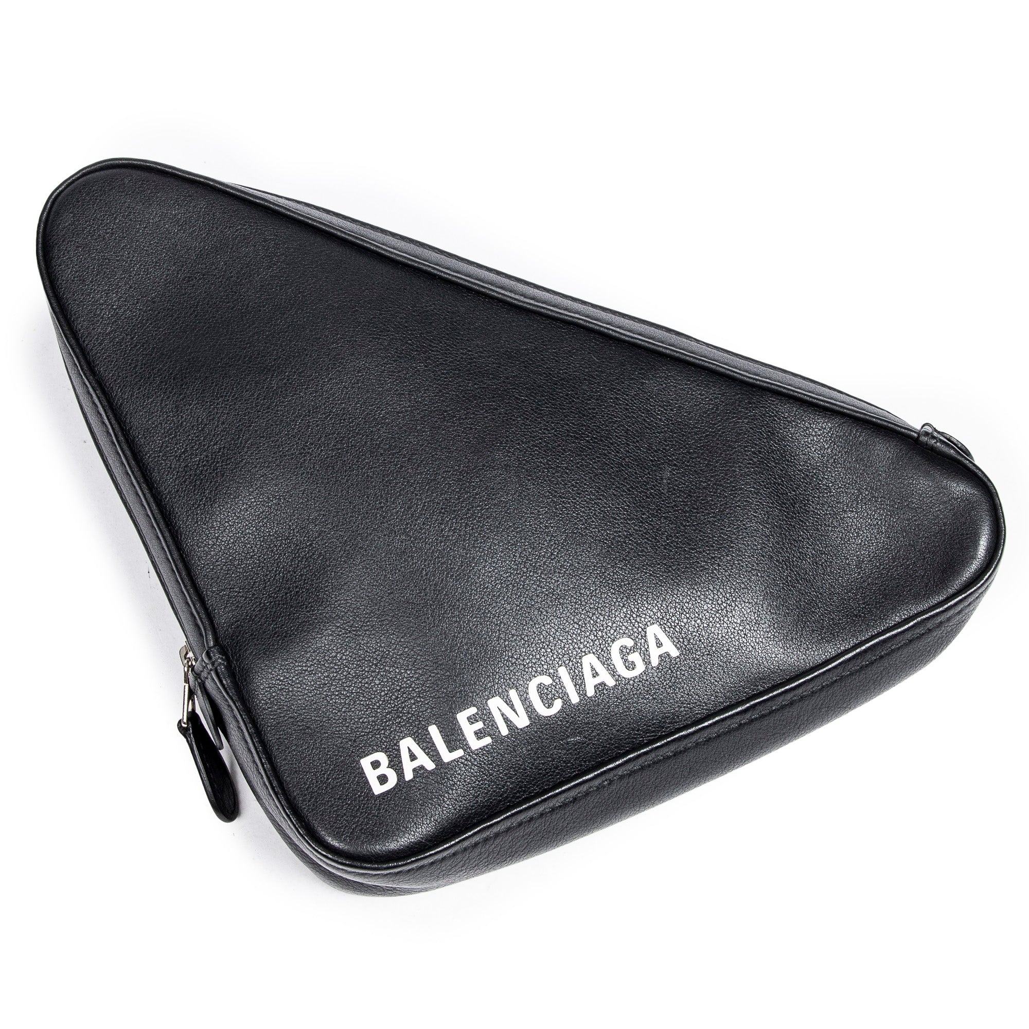 Pouch Triangle Pouch Black Grained Leather