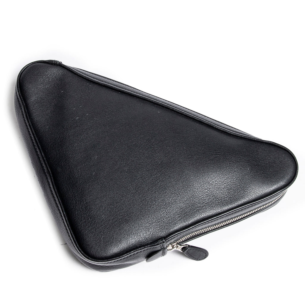 Pouch Triangle Pouch Black Grained Leather
