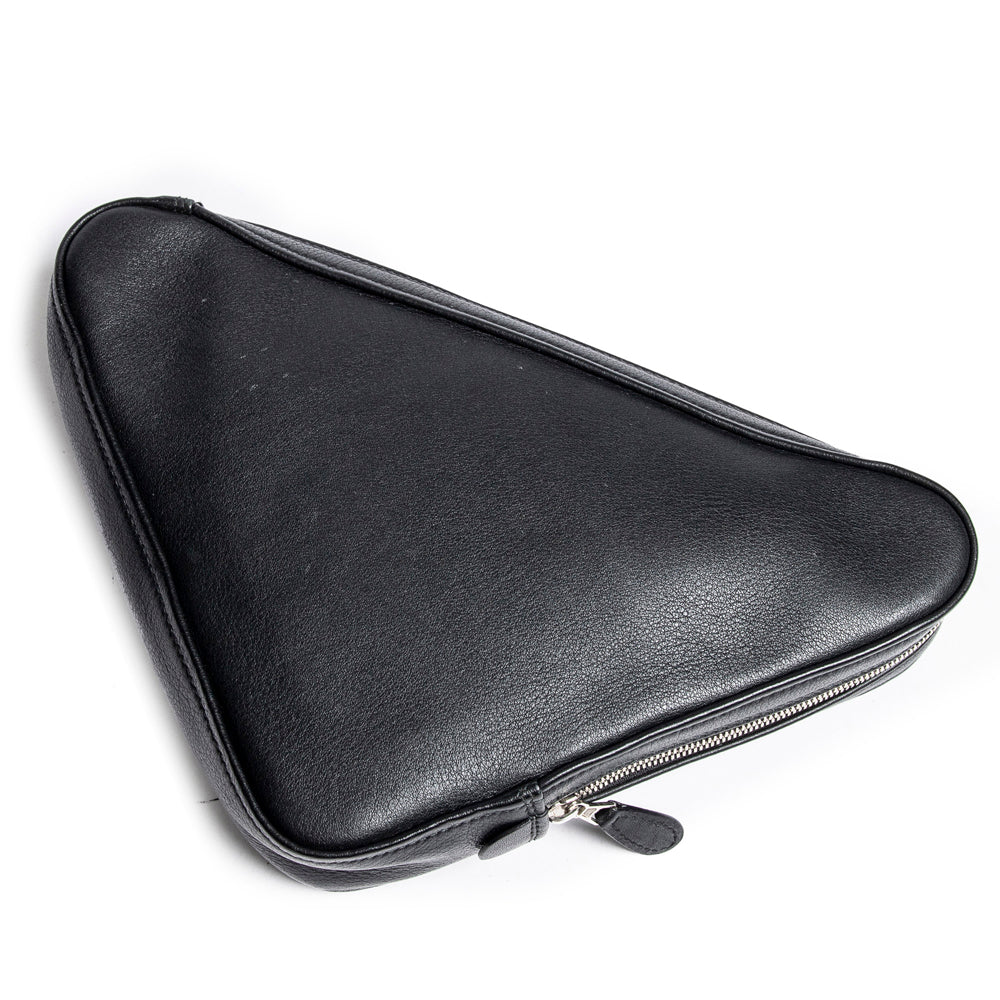 Pouch Triangle Pouch Black Grained Leather