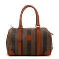 Shoulder Bag Vintage Boston Brown Pequin Coated Canvas