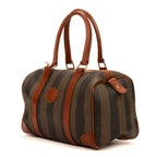 Shoulder Bag Vintage Boston Brown Pequin Coated Canvas