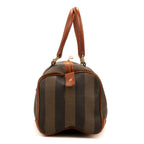 Shoulder Bag Vintage Boston Brown Pequin Coated Canvas