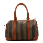 Shoulder Bag Vintage Boston Brown Pequin Coated Canvas