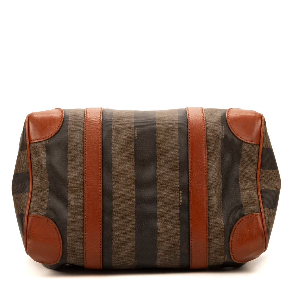 Shoulder Bag Vintage Boston Brown Pequin Coated Canvas