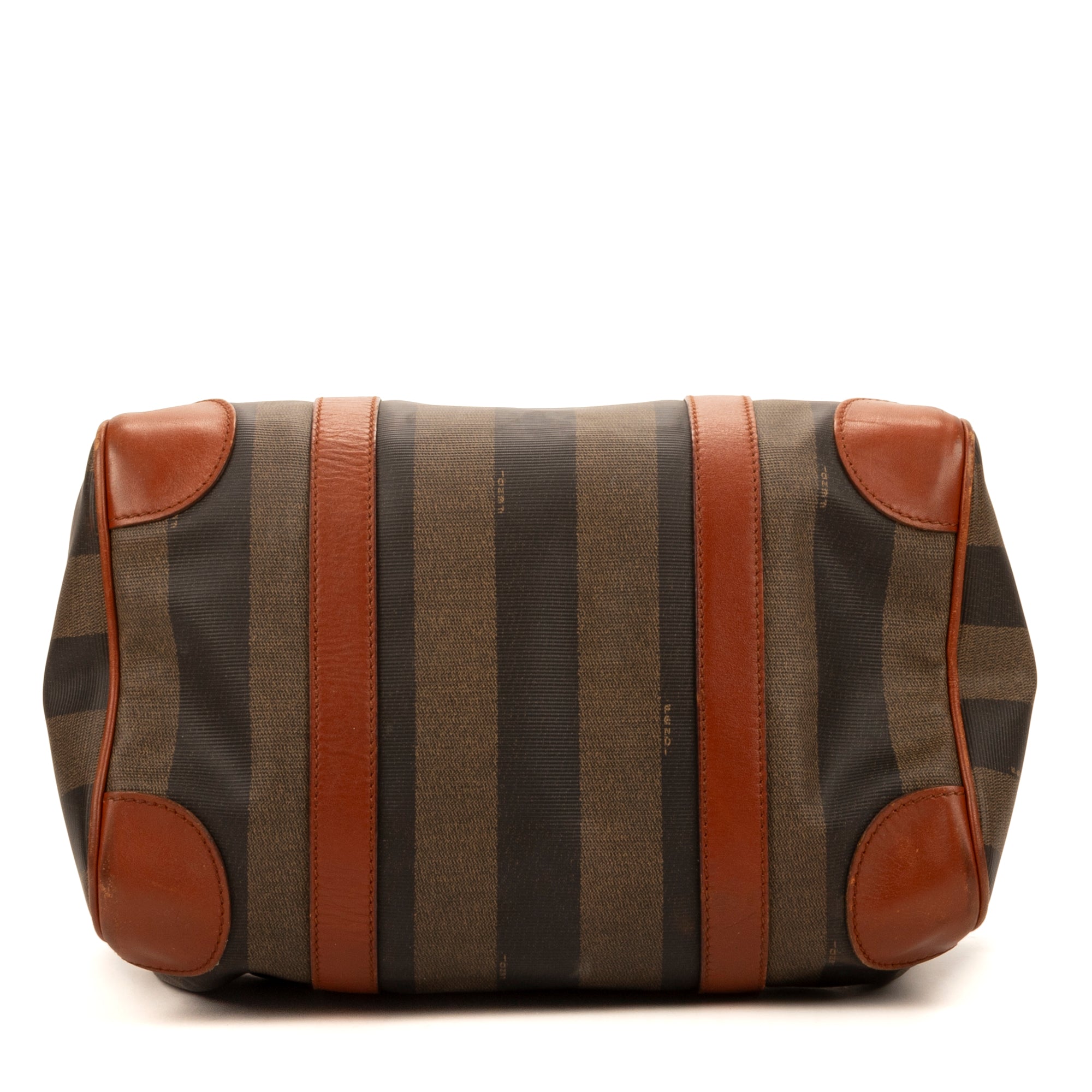 Shoulder Bag Vintage Boston Brown Pequin Coated Canvas