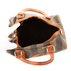Shoulder Bag Vintage Boston Brown Pequin Coated Canvas
