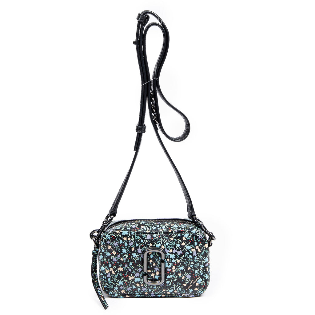 Shoulder Bag The Softshot 17 Black Flower Imprint Grained Leather