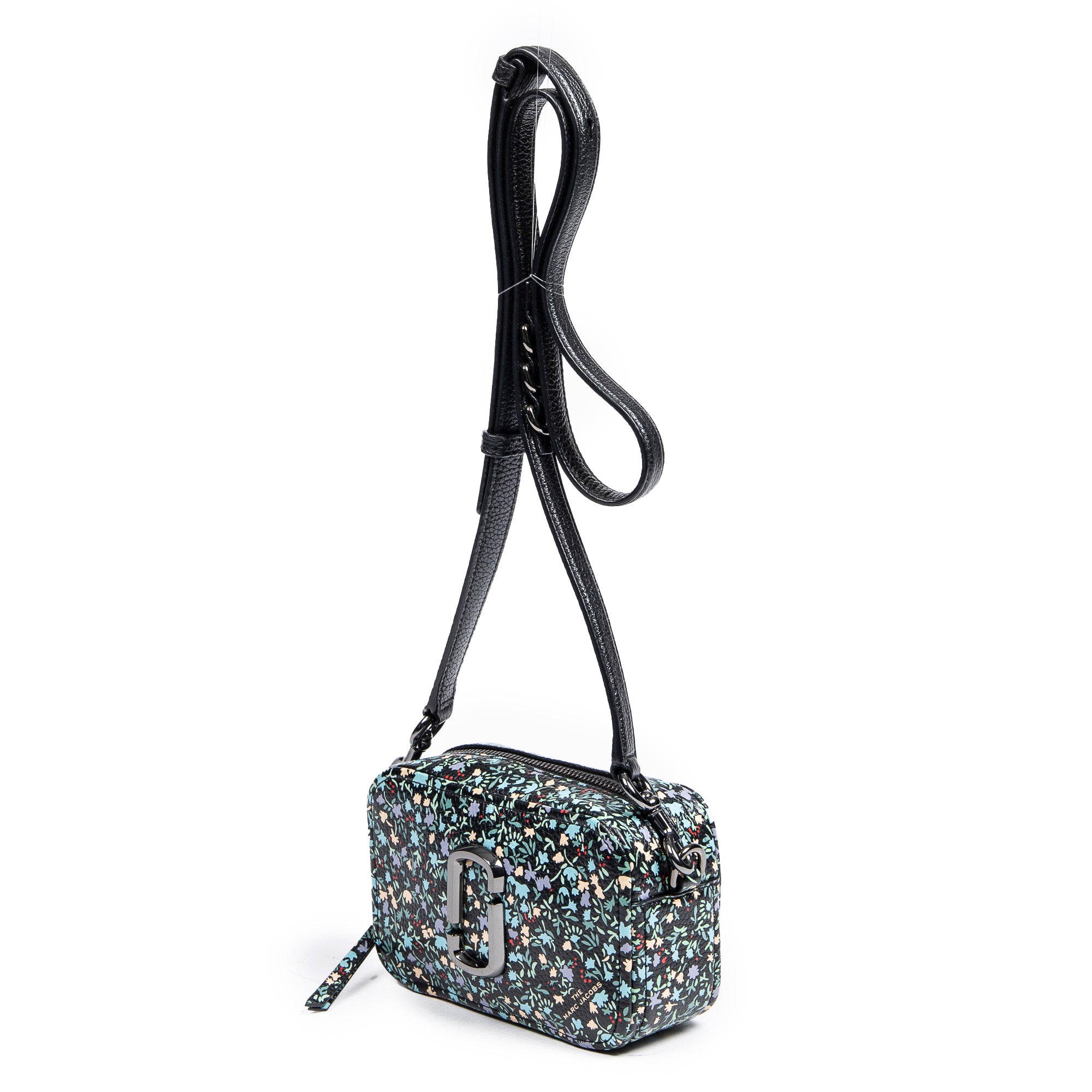 Shoulder Bag The Softshot 17 Black Flower Imprint Grained Leather