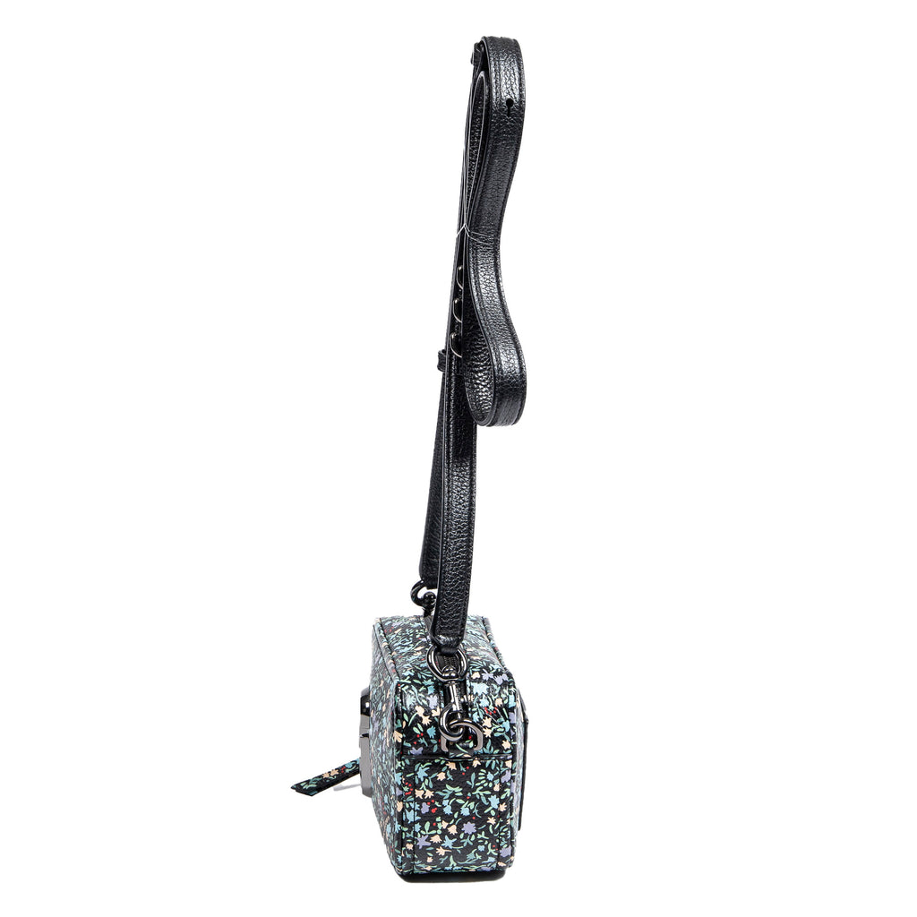 Shoulder Bag The Softshot 17 Black Flower Imprint Grained Leather