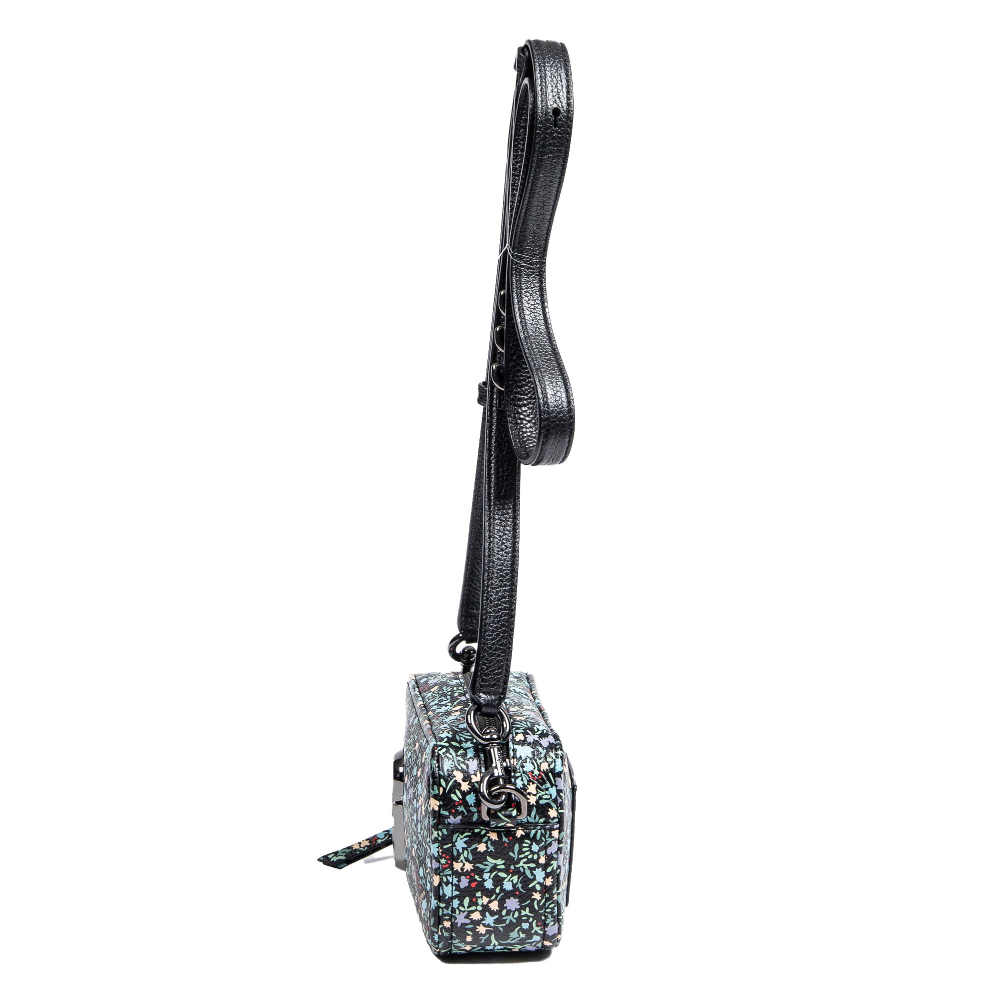 Shoulder Bag The Softshot 17 Black Flower Imprint Grained Leather