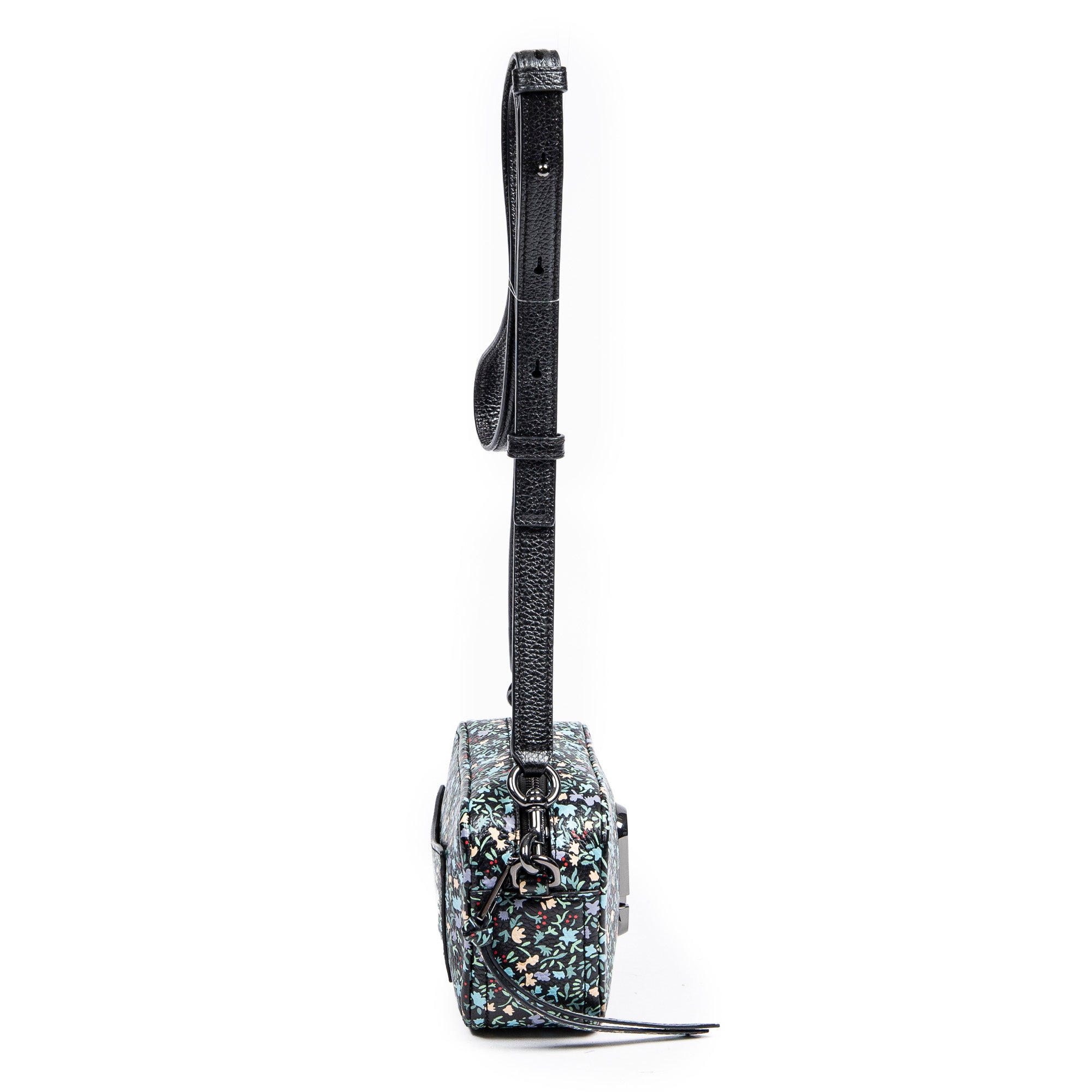 Shoulder Bag The Softshot 17 Black Flower Imprint Grained Leather