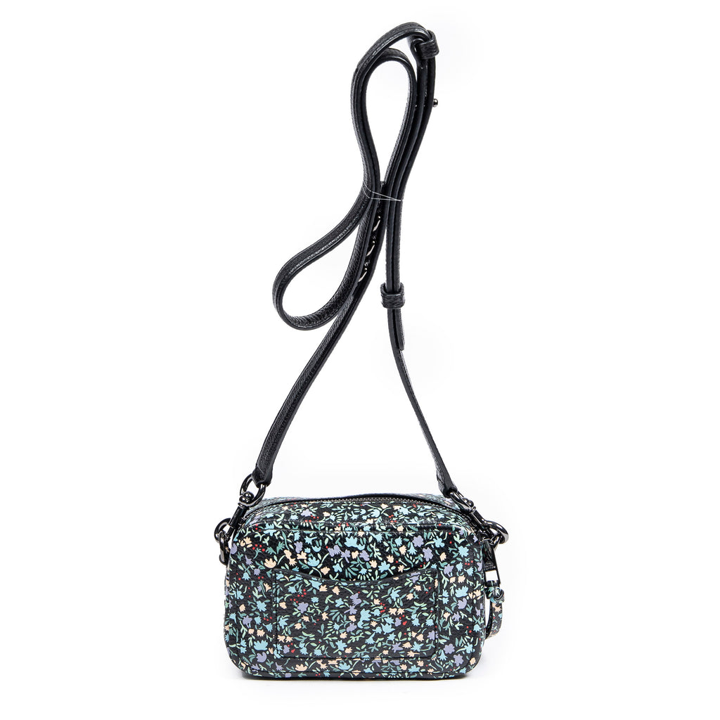 Shoulder Bag The Softshot 17 Black Flower Imprint Grained Leather