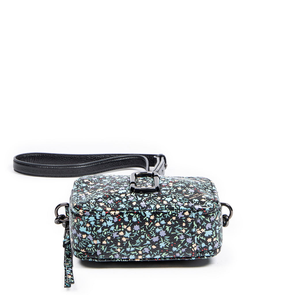 Shoulder Bag The Softshot 17 Black Flower Imprint Grained Leather