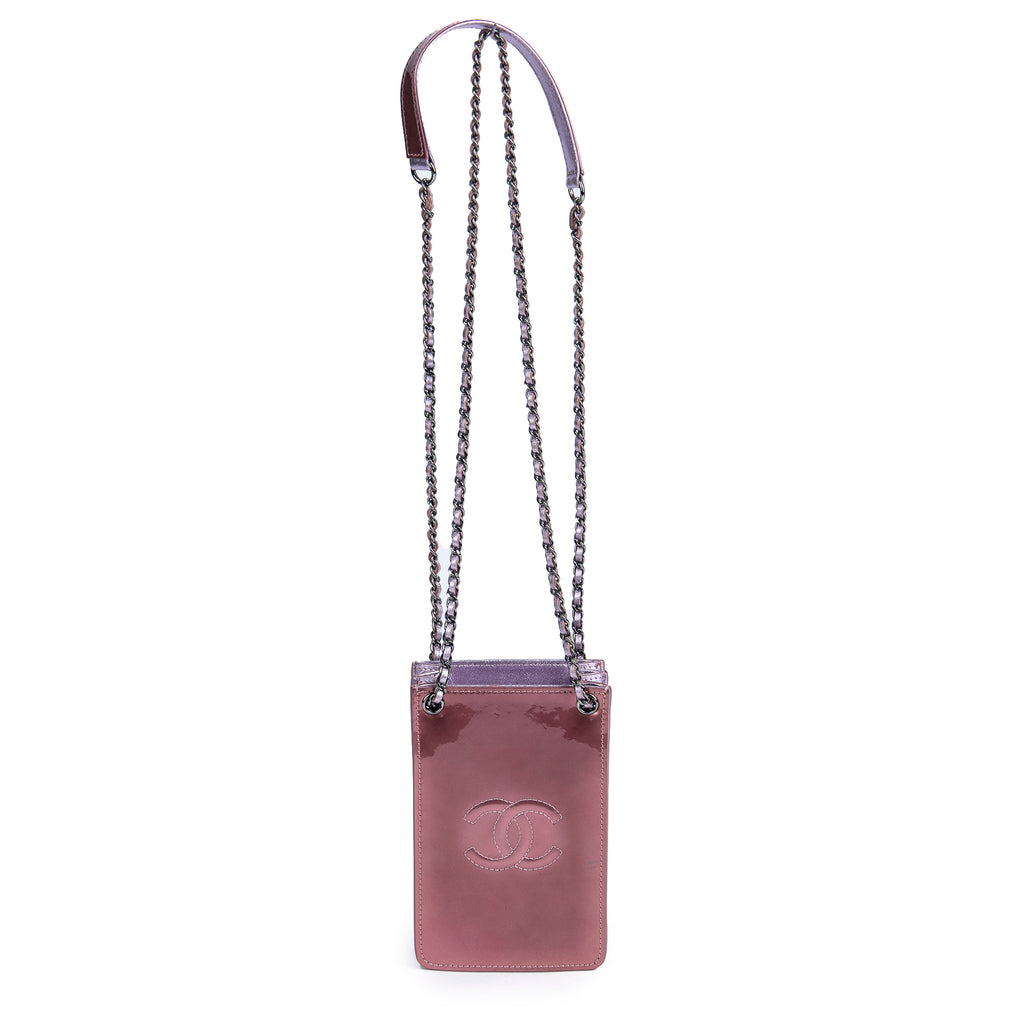 Shoulder Bag Crossbody Phone Holder Pink Patent Leather