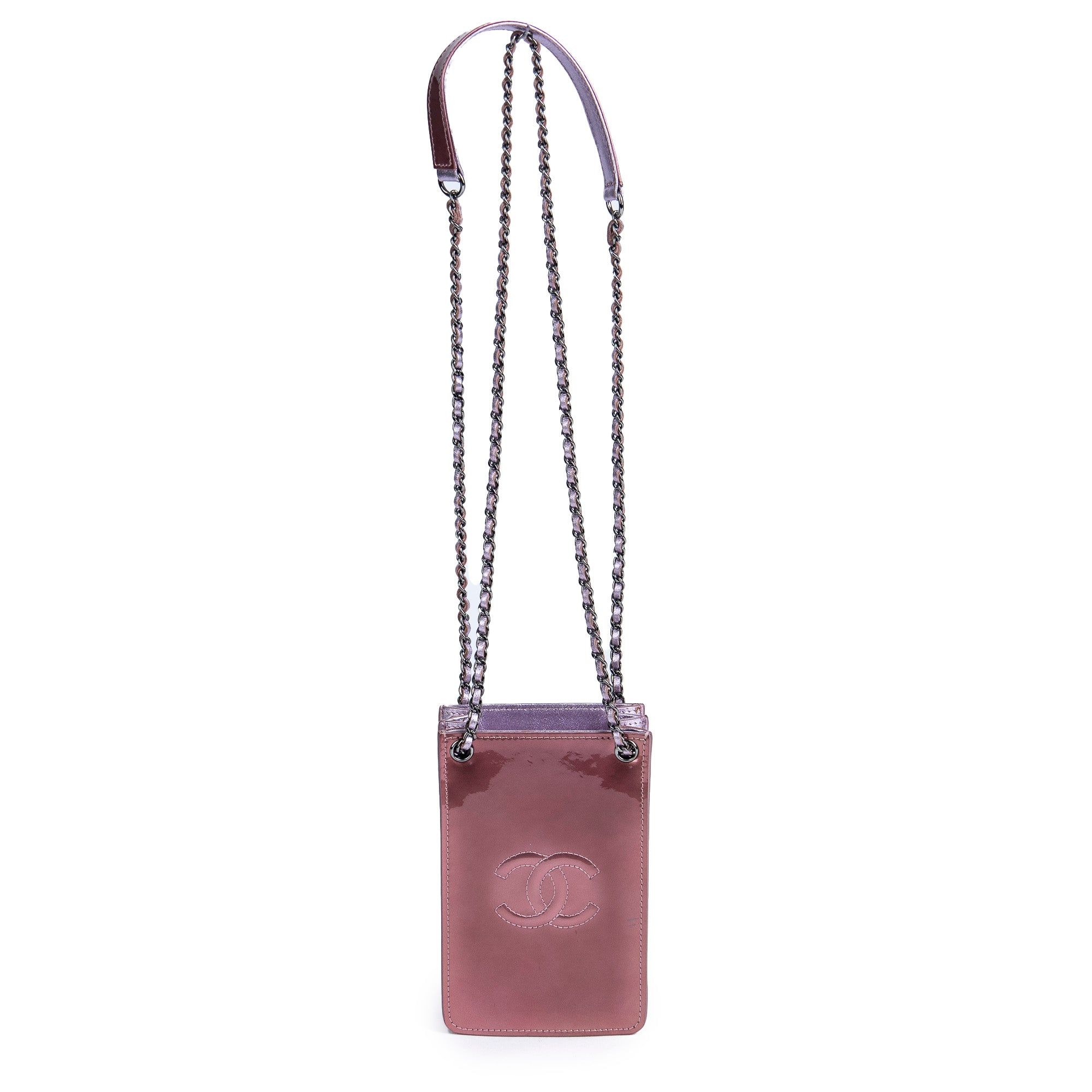 Shoulder Bag Crossbody Phone Holder Pink Patent Leather