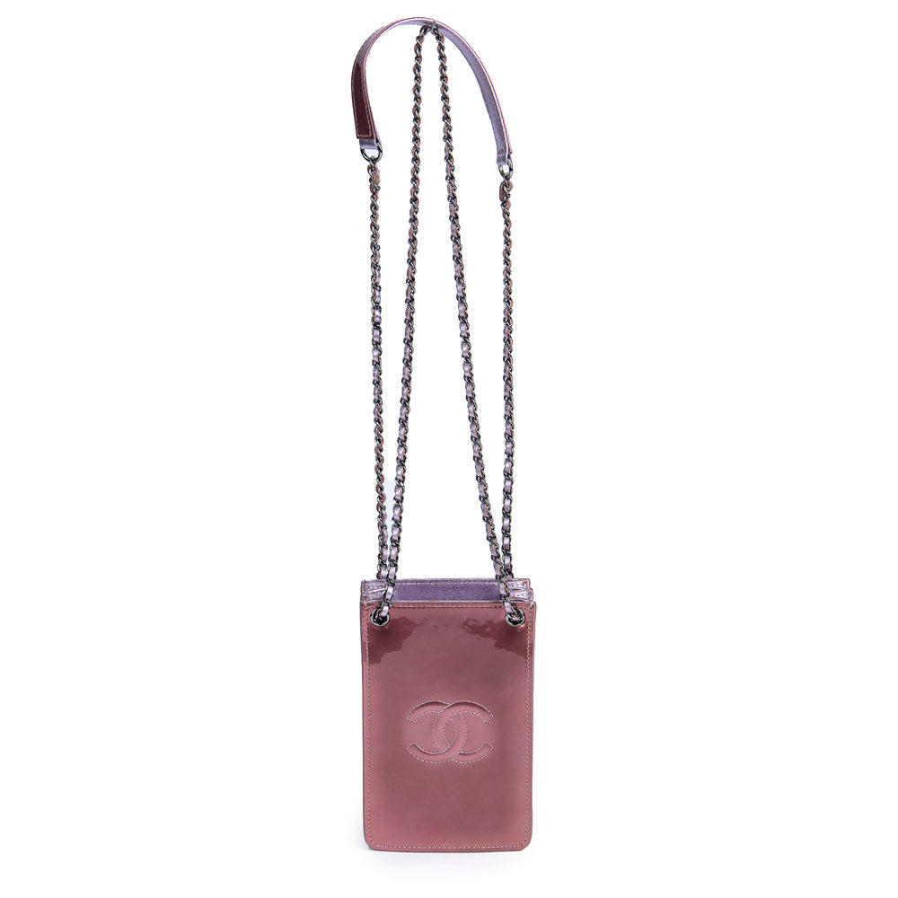 Shoulder Bag Crossbody Phone Holder Pink Patent Leather