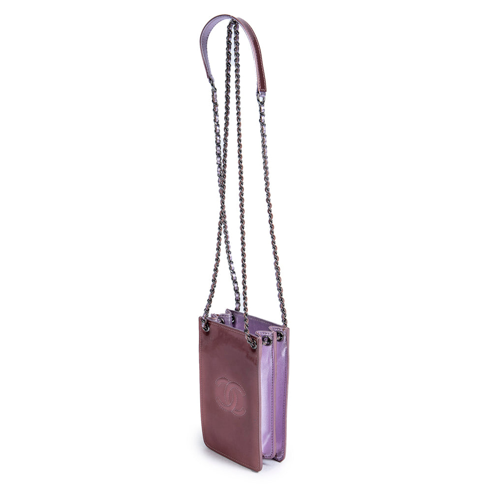 Shoulder Bag Crossbody Phone Holder Pink Patent Leather