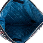 Handbag Dubai Paris O-Case Zip Pouch Black Multicolor Quilted Printed Canvas