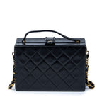 Shoulder Bag Vintage Chain Box Bag Black Quilted Lambskin Leather
