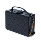 Shoulder Bag Vintage Chain Box Bag Black Quilted Lambskin Leather