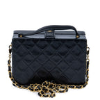 Shoulder Bag Vintage Chain Box Bag Black Quilted Lambskin Leather