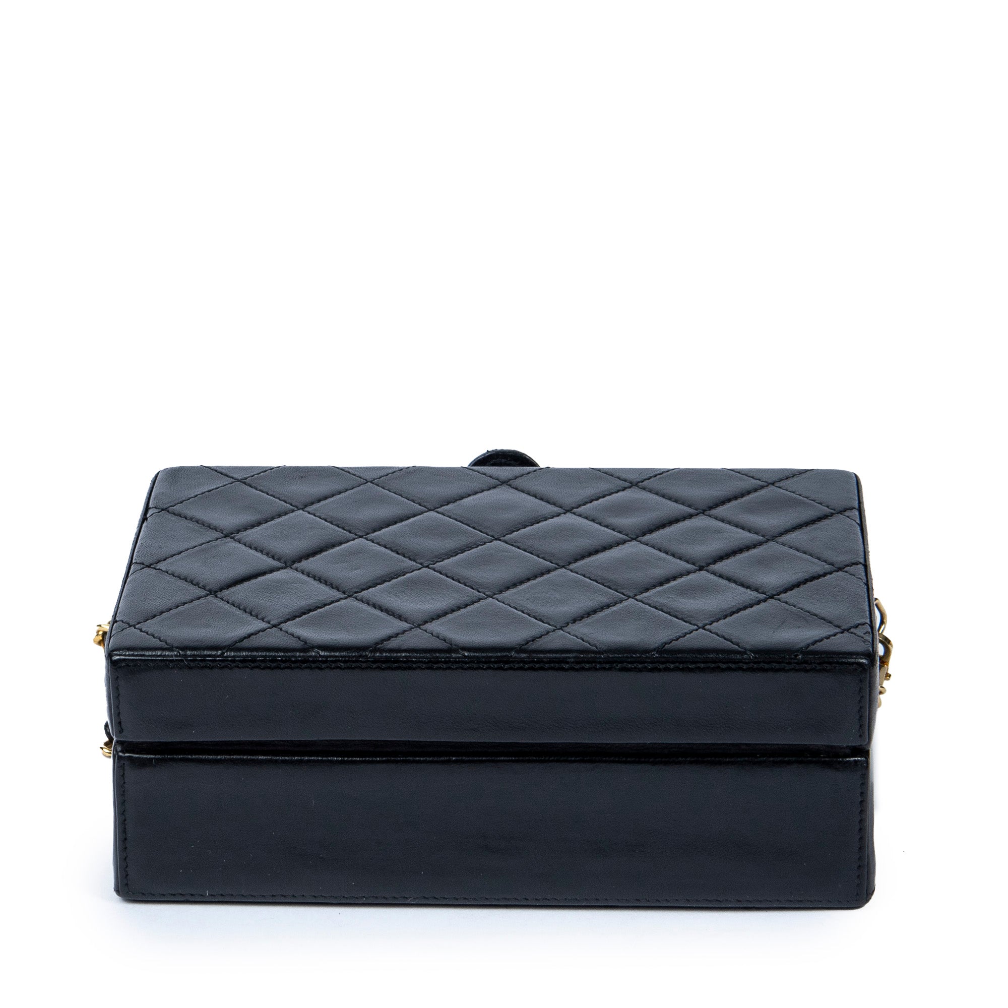 Shoulder Bag Vintage Chain Box Bag Black Quilted Lambskin Leather