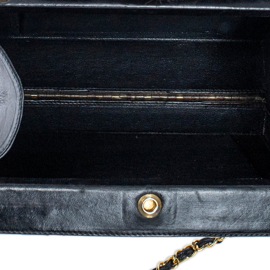 Shoulder Bag Vintage Chain Box Bag Black Quilted Lambskin Leather