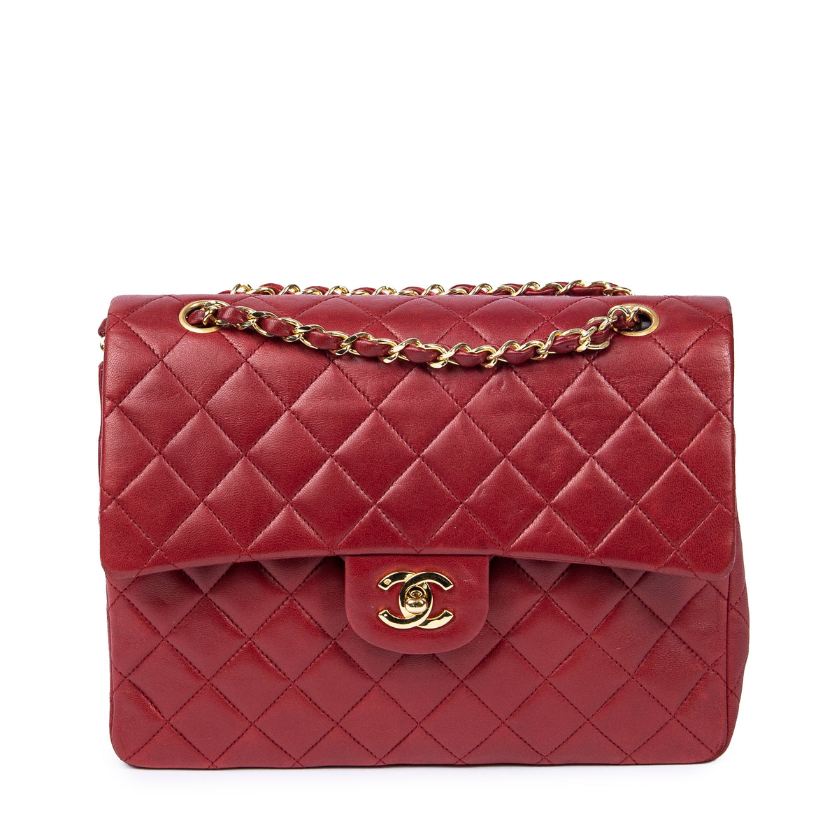 Shoulder Bag Tall Classic Double Flap Red Quilted Lambskin Leather