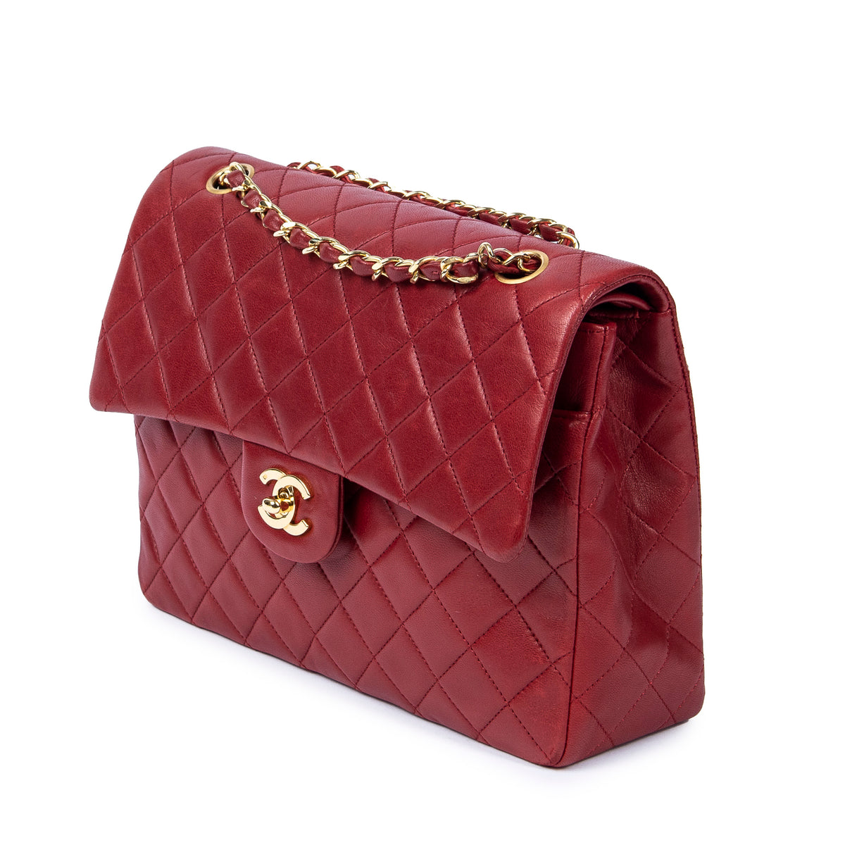 Shoulder Bag Tall Classic Double Flap Red Quilted Lambskin Leather