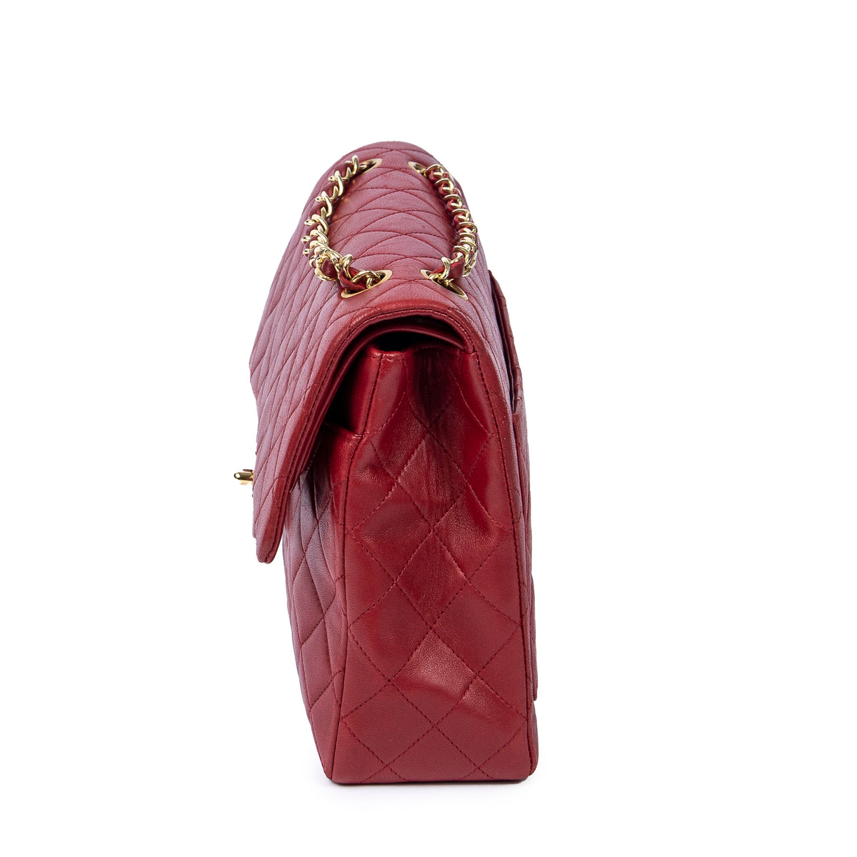 Shoulder Bag Tall Classic Double Flap Red Quilted Lambskin Leather