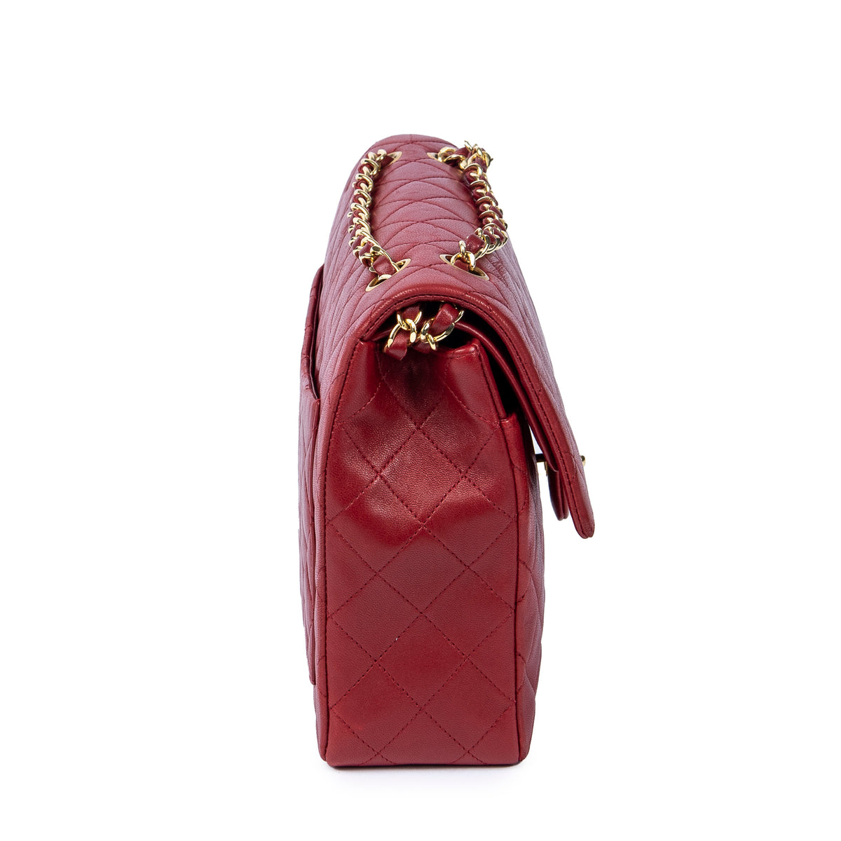 Shoulder Bag Tall Classic Double Flap Red Quilted Lambskin Leather