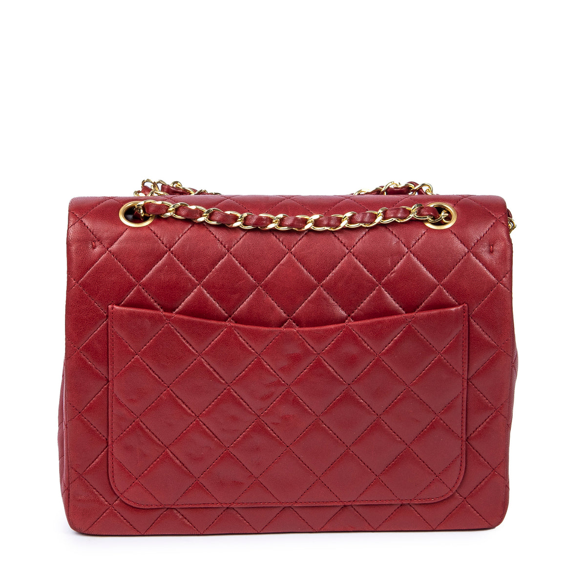 Shoulder Bag Tall Classic Double Flap Red Quilted Lambskin Leather