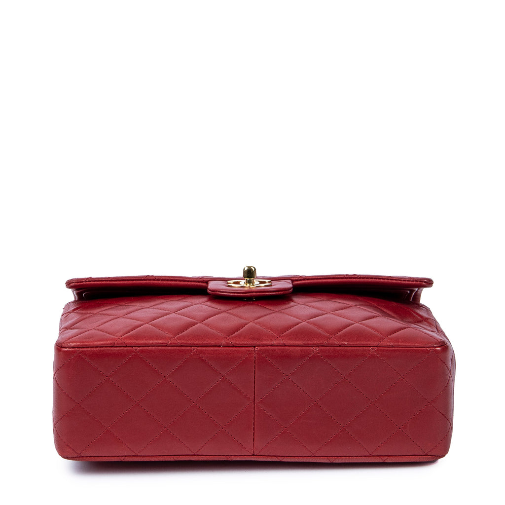 Shoulder Bag Tall Classic Double Flap Red Quilted Lambskin Leather