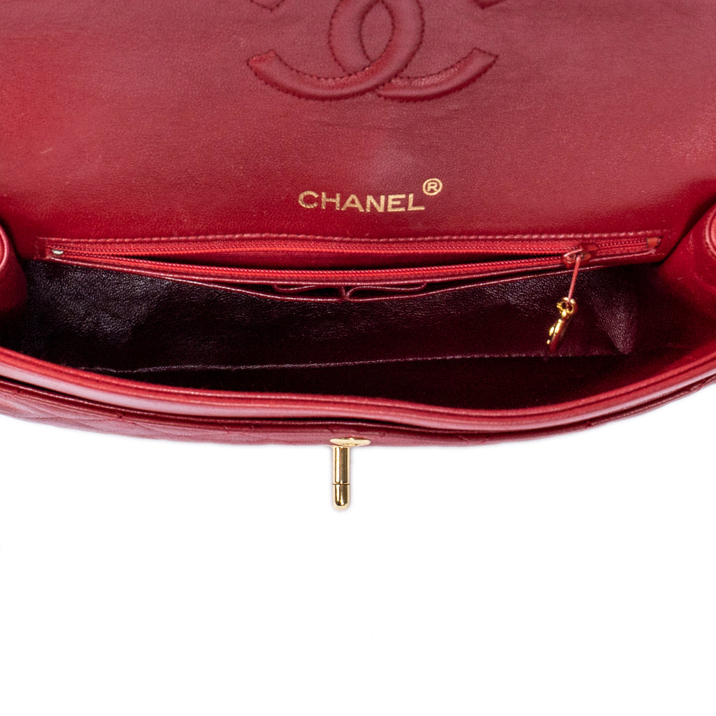 Shoulder Bag Tall Classic Double Flap Red Quilted Lambskin Leather