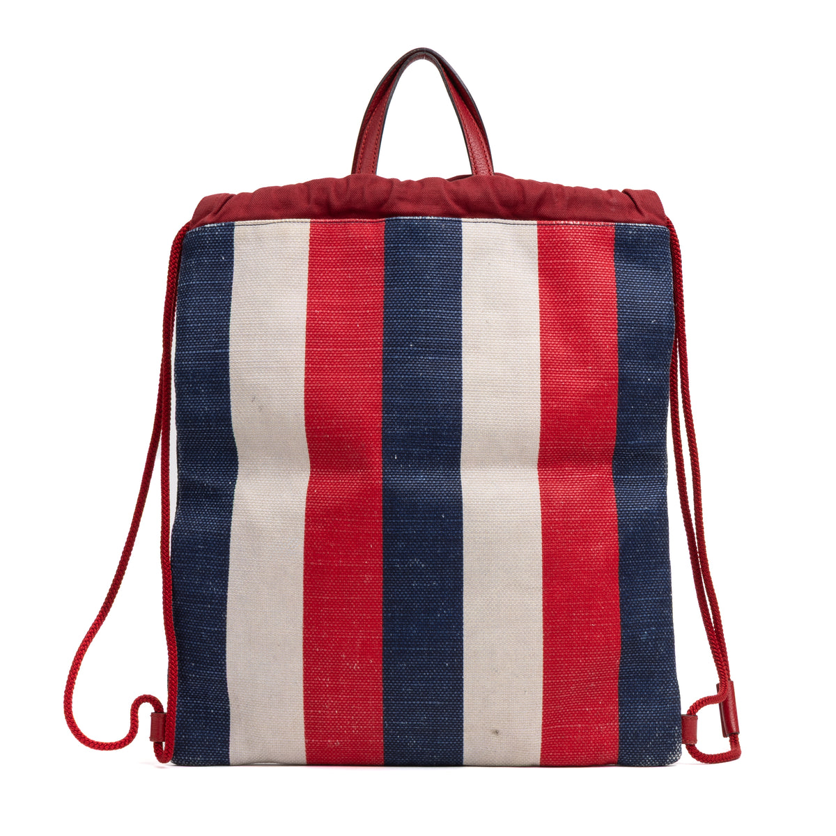 Shoulder Bag Striped Drawstring Backpack Blue Logo Print Canvas