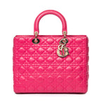 Shoulder Bag Large Lady Dior Fuchsia Pink Cannage Lambskin Leather