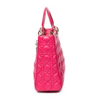 Shoulder Bag Large Lady Dior Fuchsia Pink Cannage Lambskin Leather