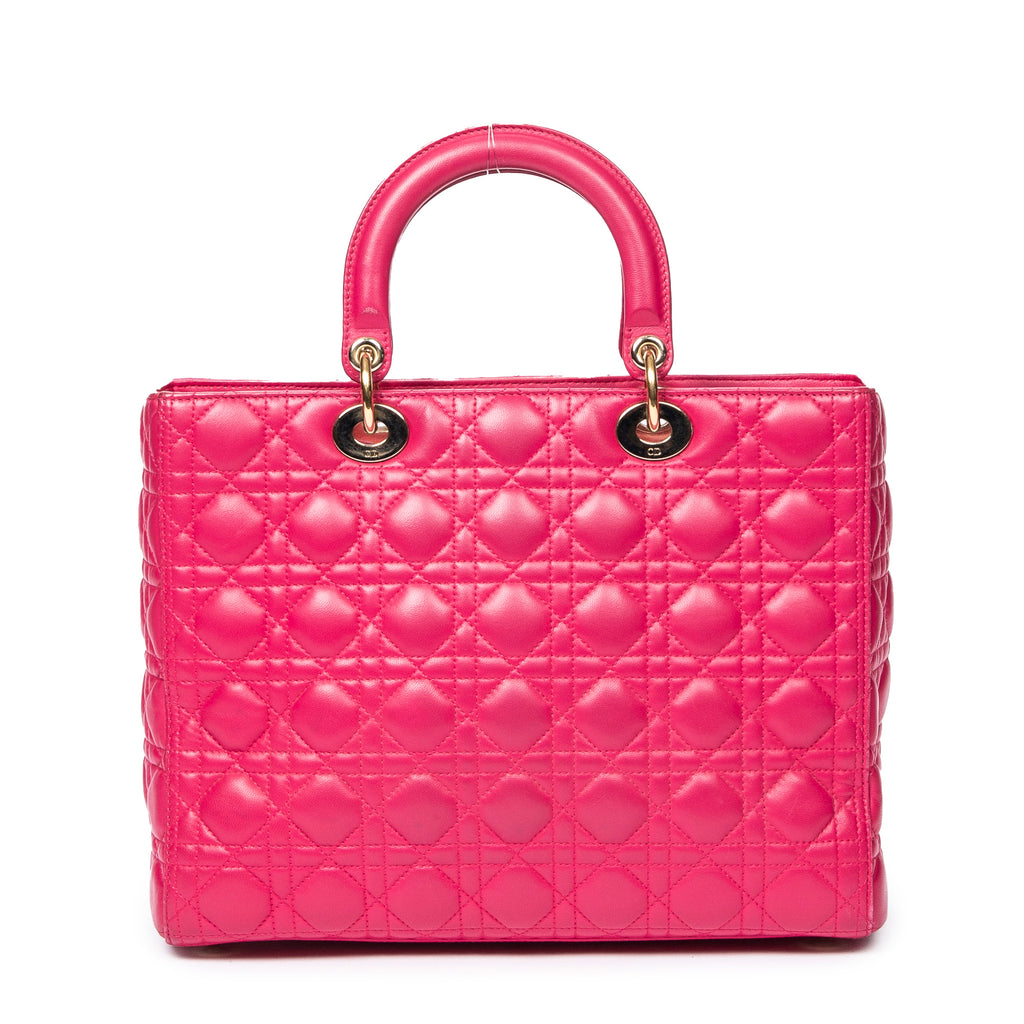 Shoulder Bag Large Lady Dior Fuchsia Pink Cannage Lambskin Leather