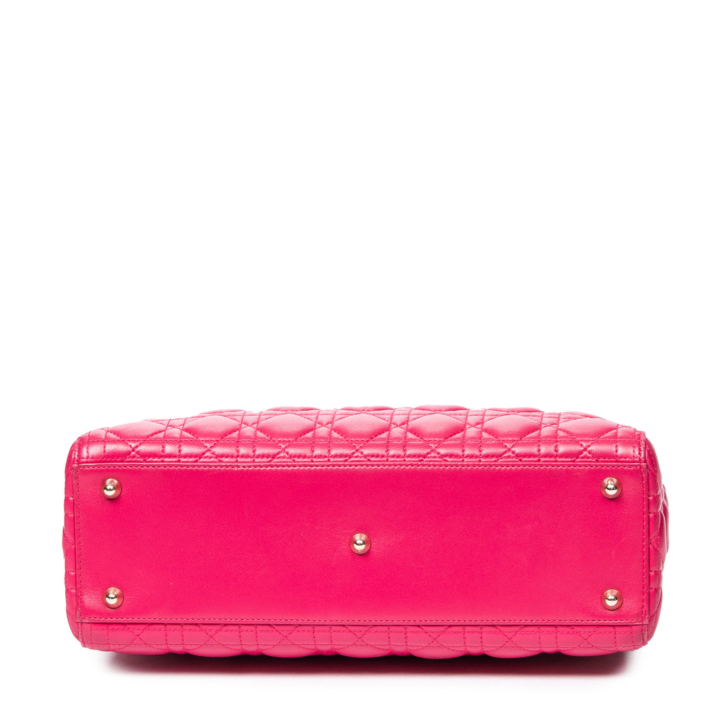 Shoulder Bag Large Lady Dior Fuchsia Pink Cannage Lambskin Leather