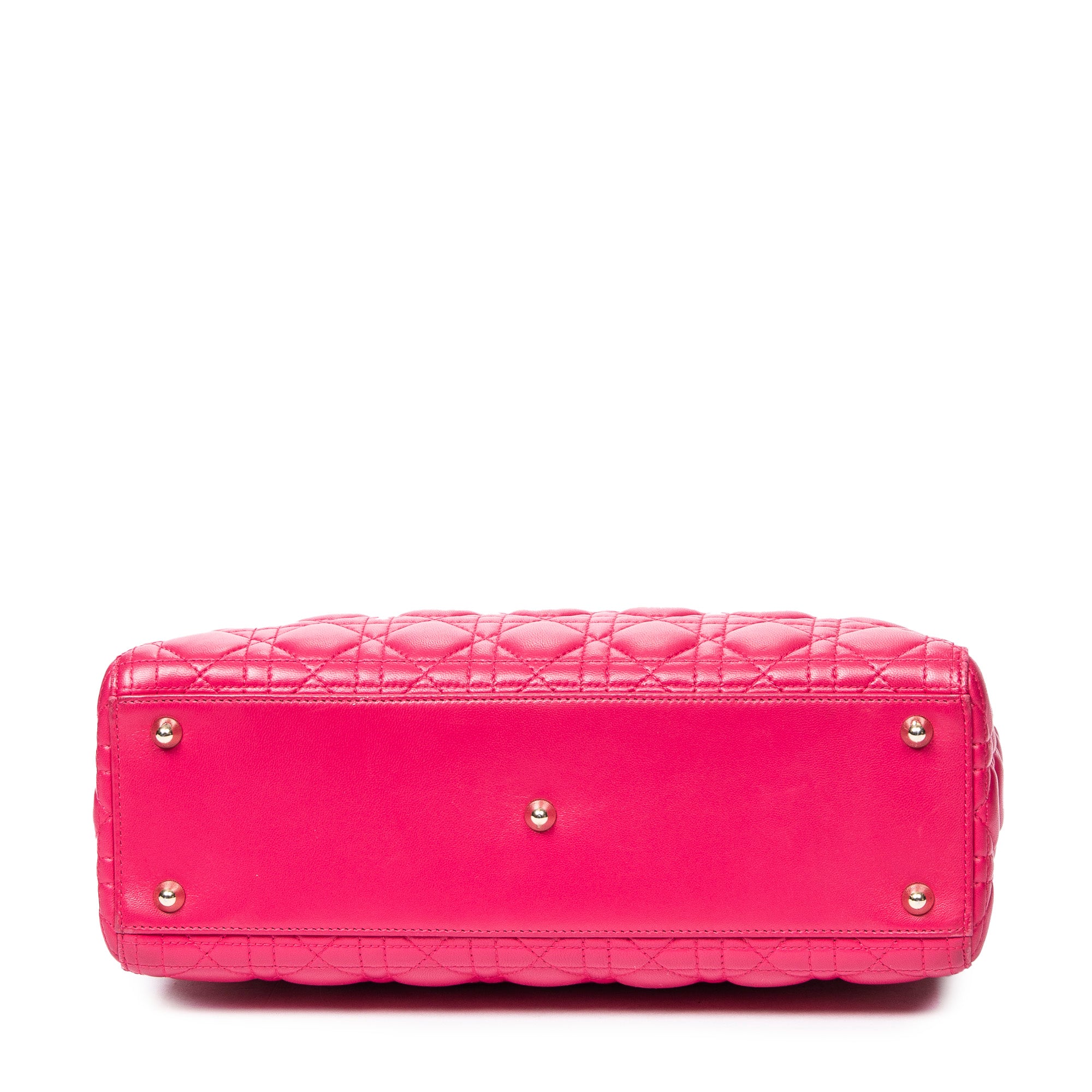 Shoulder Bag Large Lady Dior Fuchsia Pink Cannage Lambskin Leather