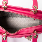 Shoulder Bag Large Lady Dior Fuchsia Pink Cannage Lambskin Leather
