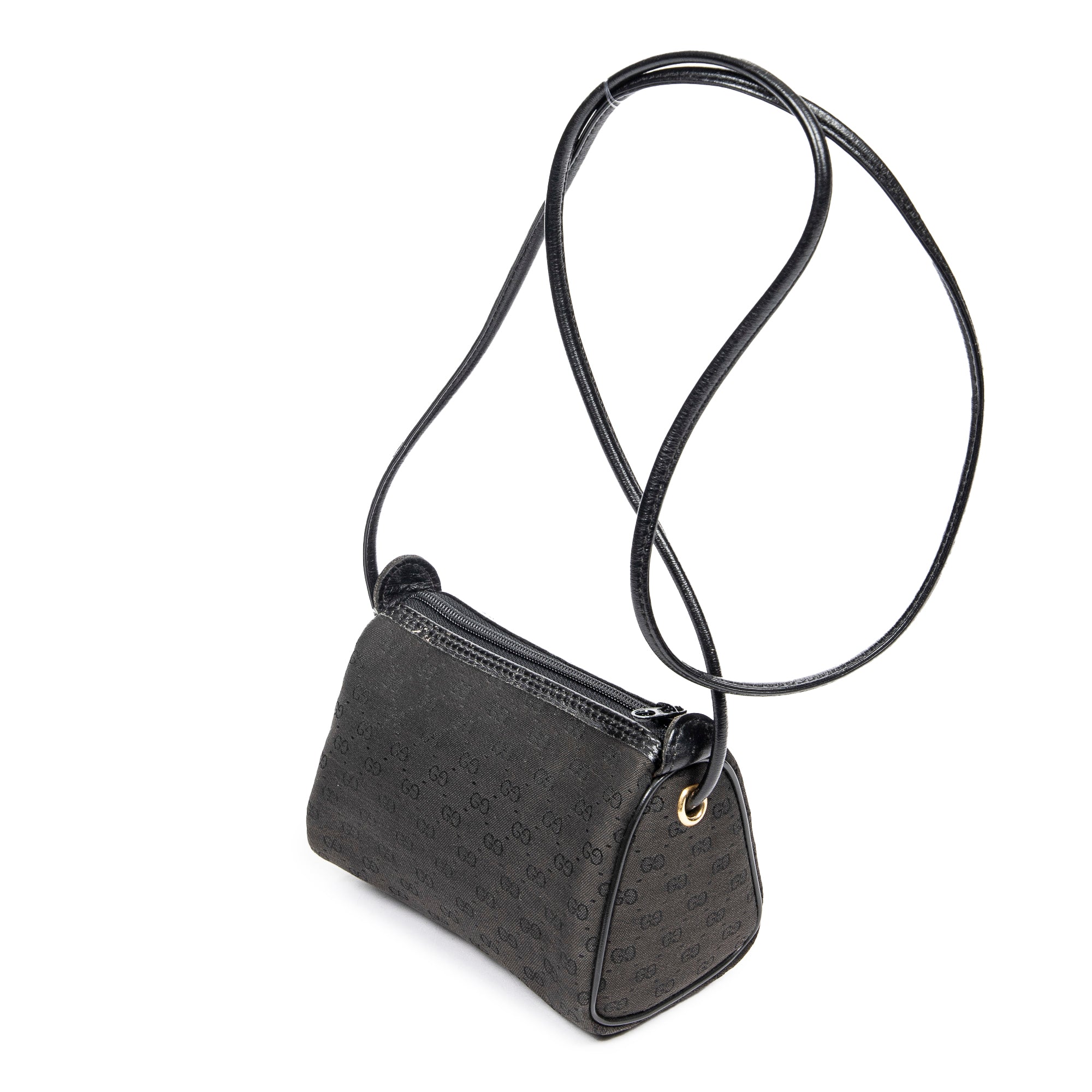 Shoulder Bag Vintage Mini Pochette Crossbody Black Microguccissima Canvas