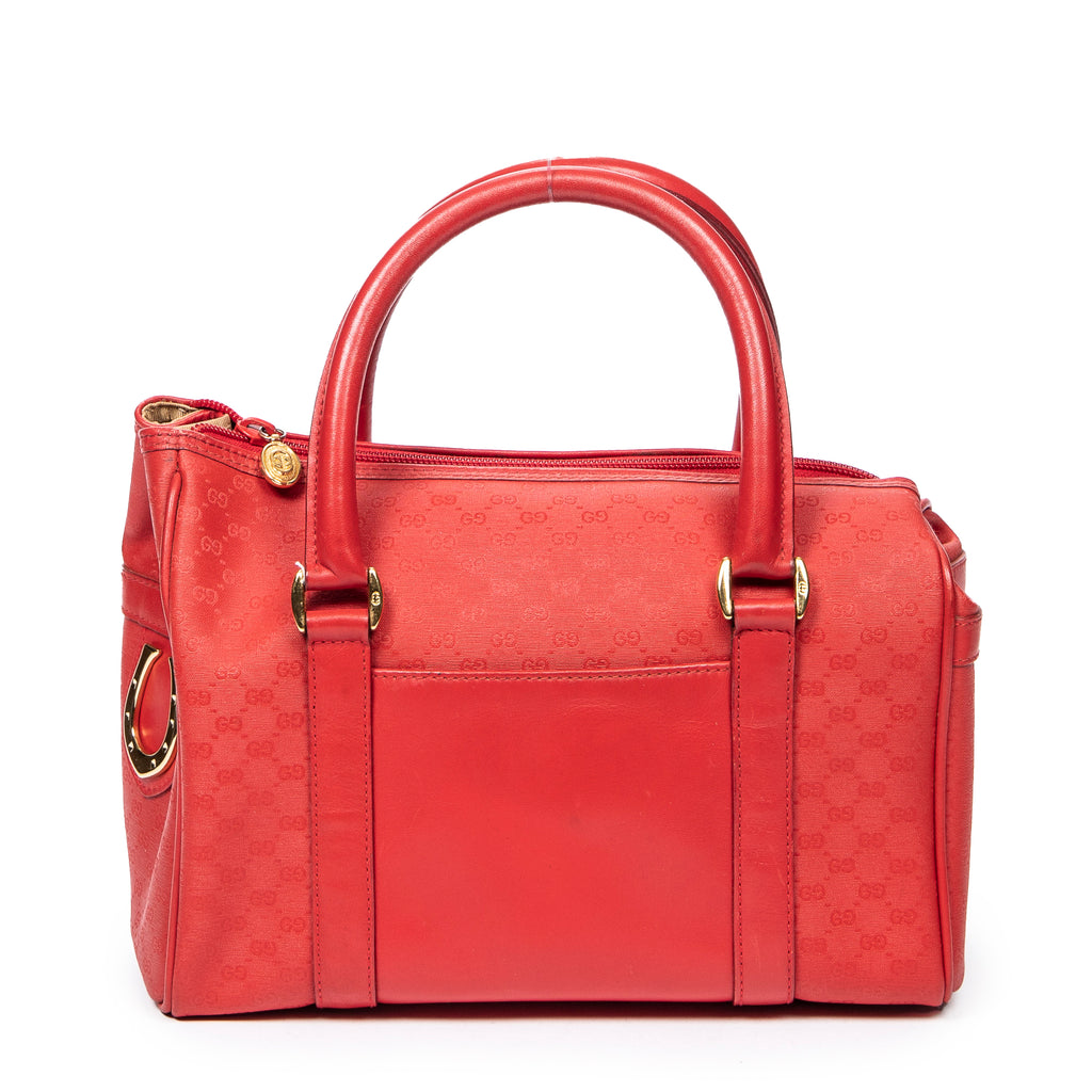 Handbag Mini Vintage Front Pocket Boston Red Microguccissima Coated Canvas