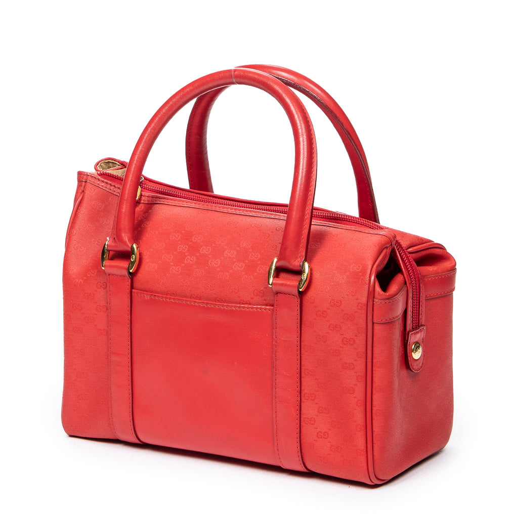 Handbag Mini Vintage Front Pocket Boston Red Microguccissima Coated Canvas