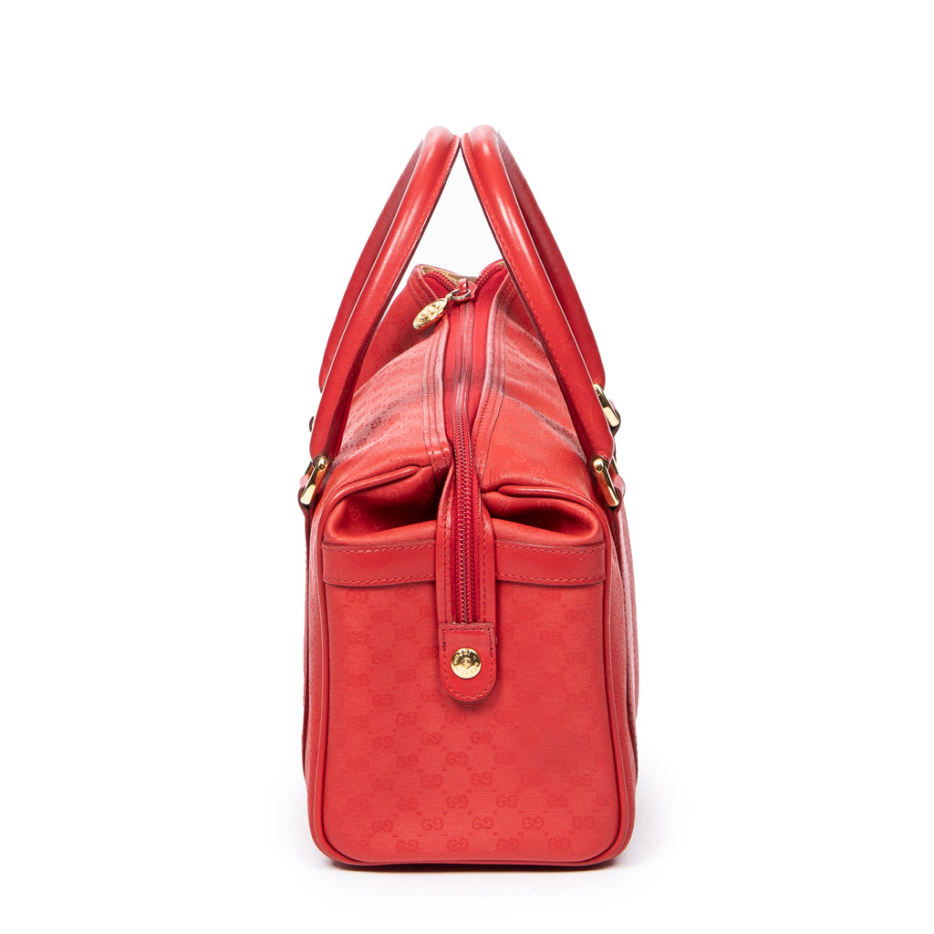 Handbag Mini Vintage Front Pocket Boston Red Microguccissima Coated Canvas