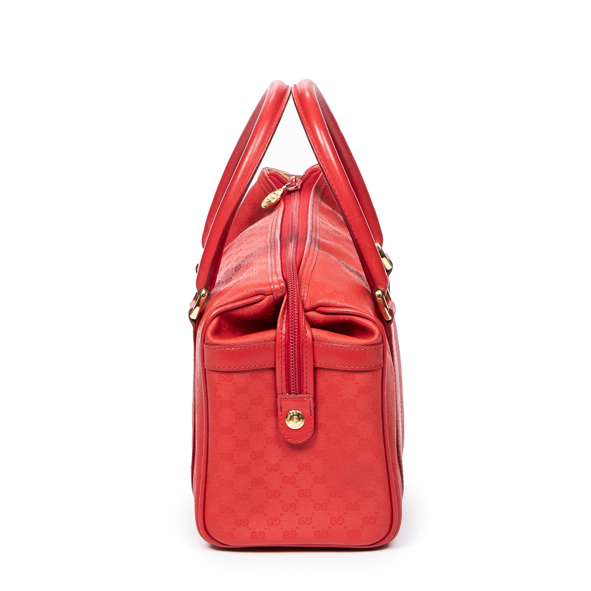 Handbag Mini Vintage Front Pocket Boston Red Microguccissima Coated Canvas
