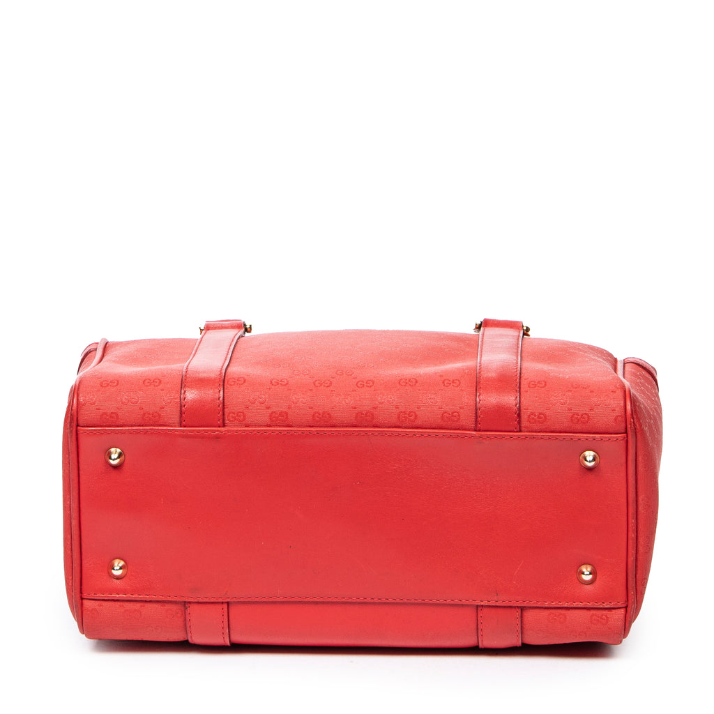 Handbag Mini Vintage Front Pocket Boston Red Microguccissima Coated Canvas