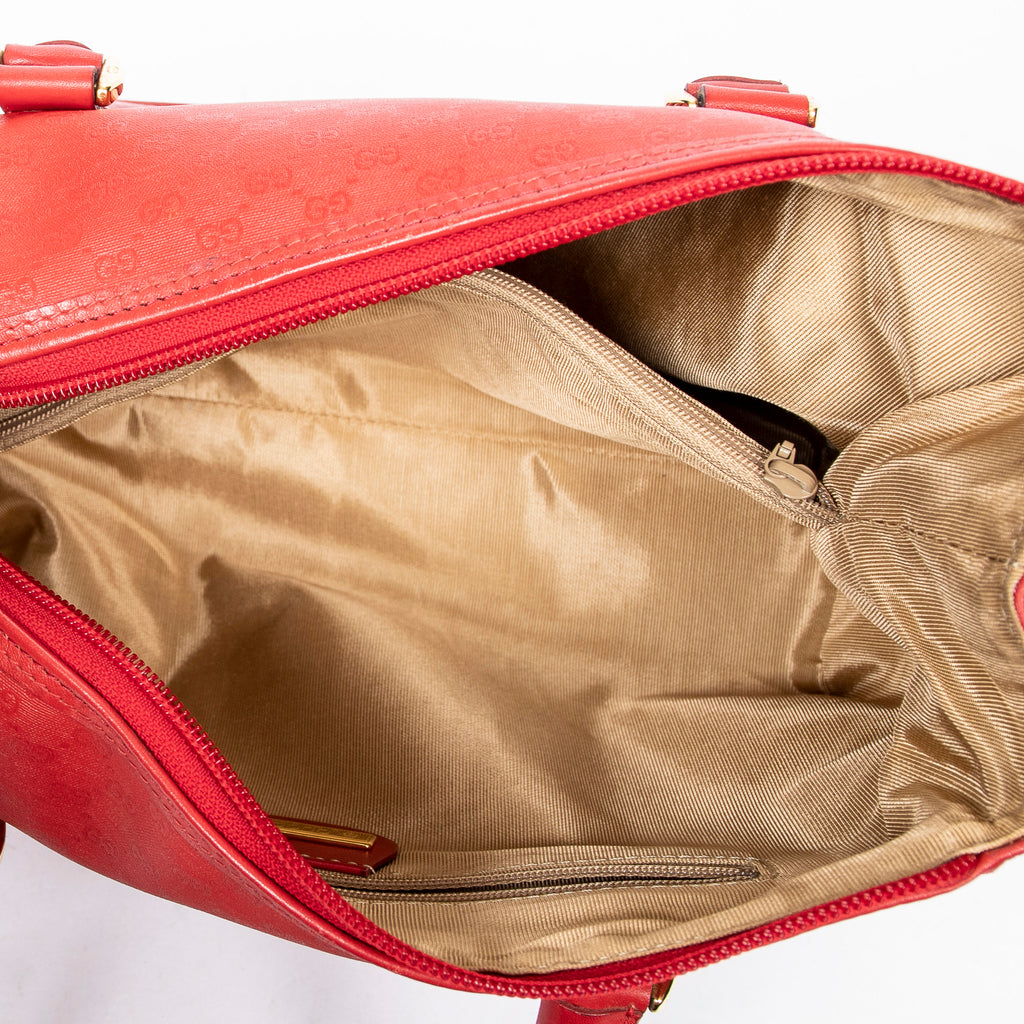 Handbag Mini Vintage Front Pocket Boston Red Microguccissima Coated Canvas