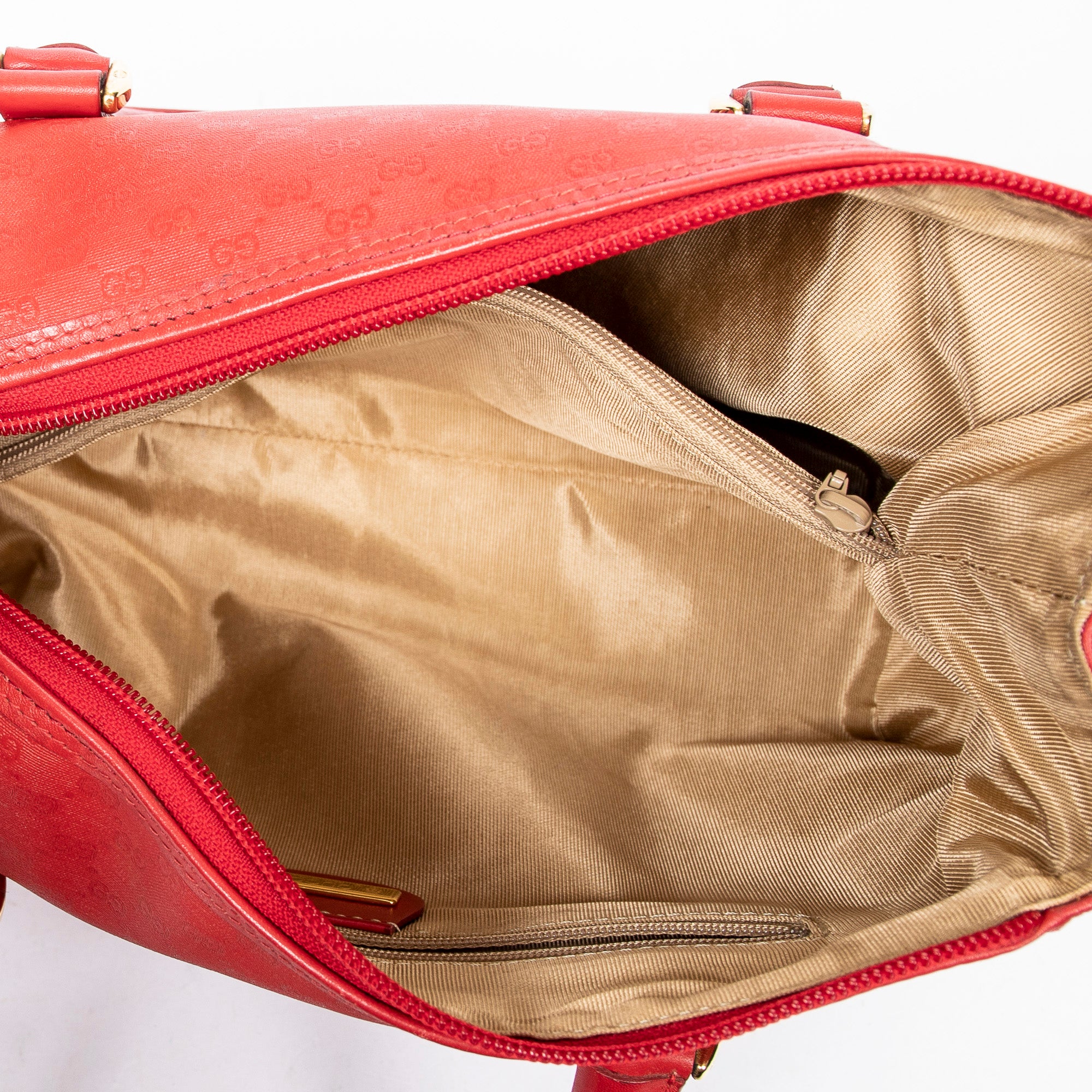 Handbag Mini Vintage Front Pocket Boston Red Microguccissima Coated Canvas